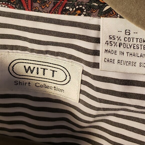 Ladies WITT Striped Button Down Shirt in Blue & White w/Paisley Trim - 6 - Picture 4 of 4